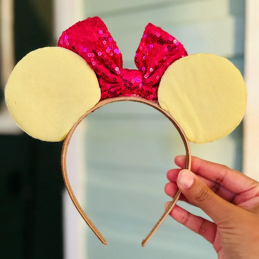 Set of Sequin Mouse Ear Headbands with Bows